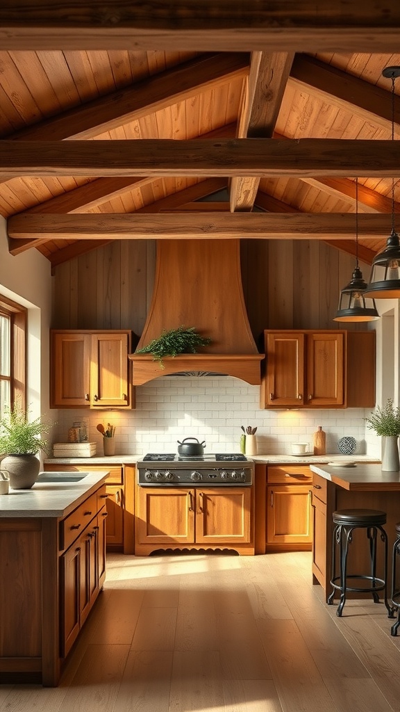 Rustic farmhouse kitchen with wooden accents and modern elements