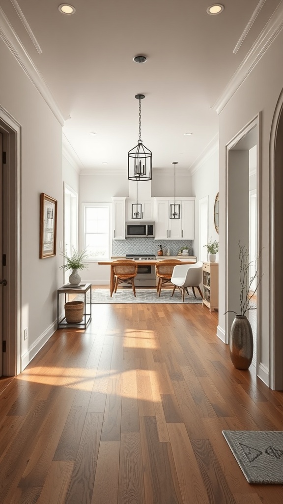 Bright entryway leading into an open kitchen and living room area