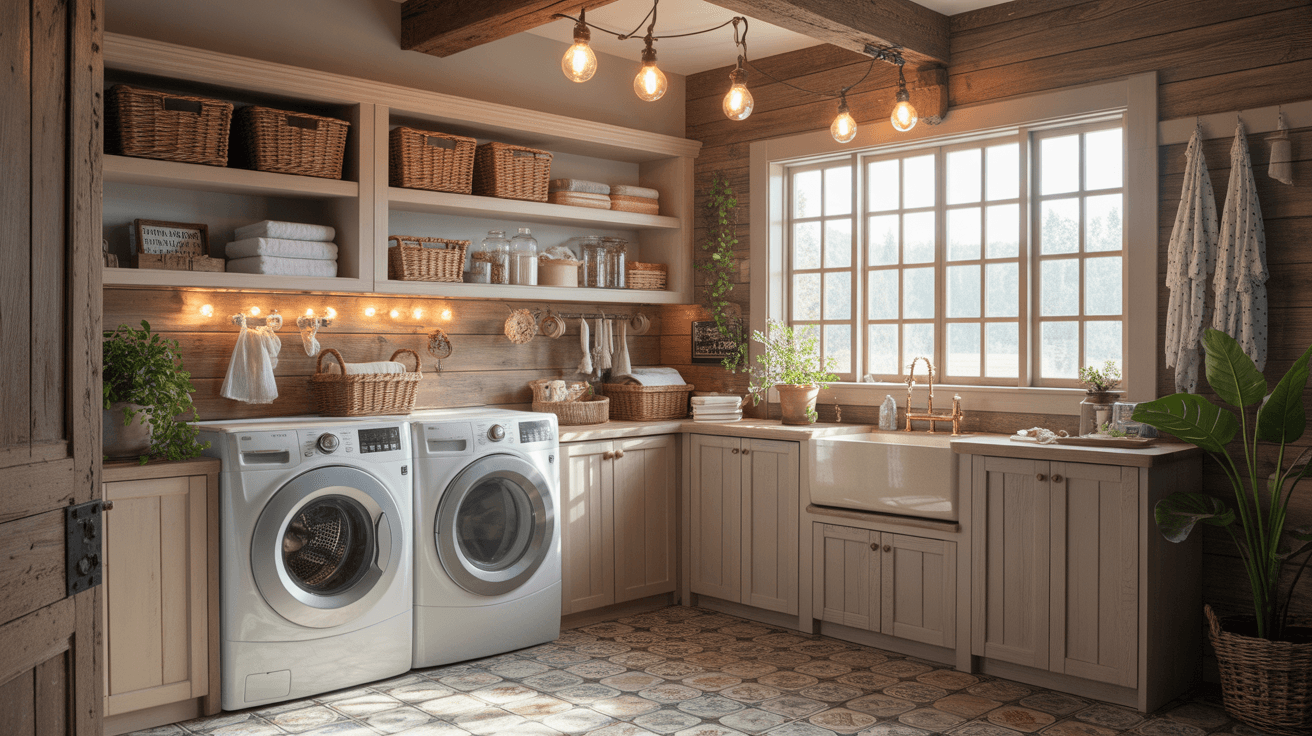 30 Gorgeous Ideas For a Farmhouse Laundry Room Makeover