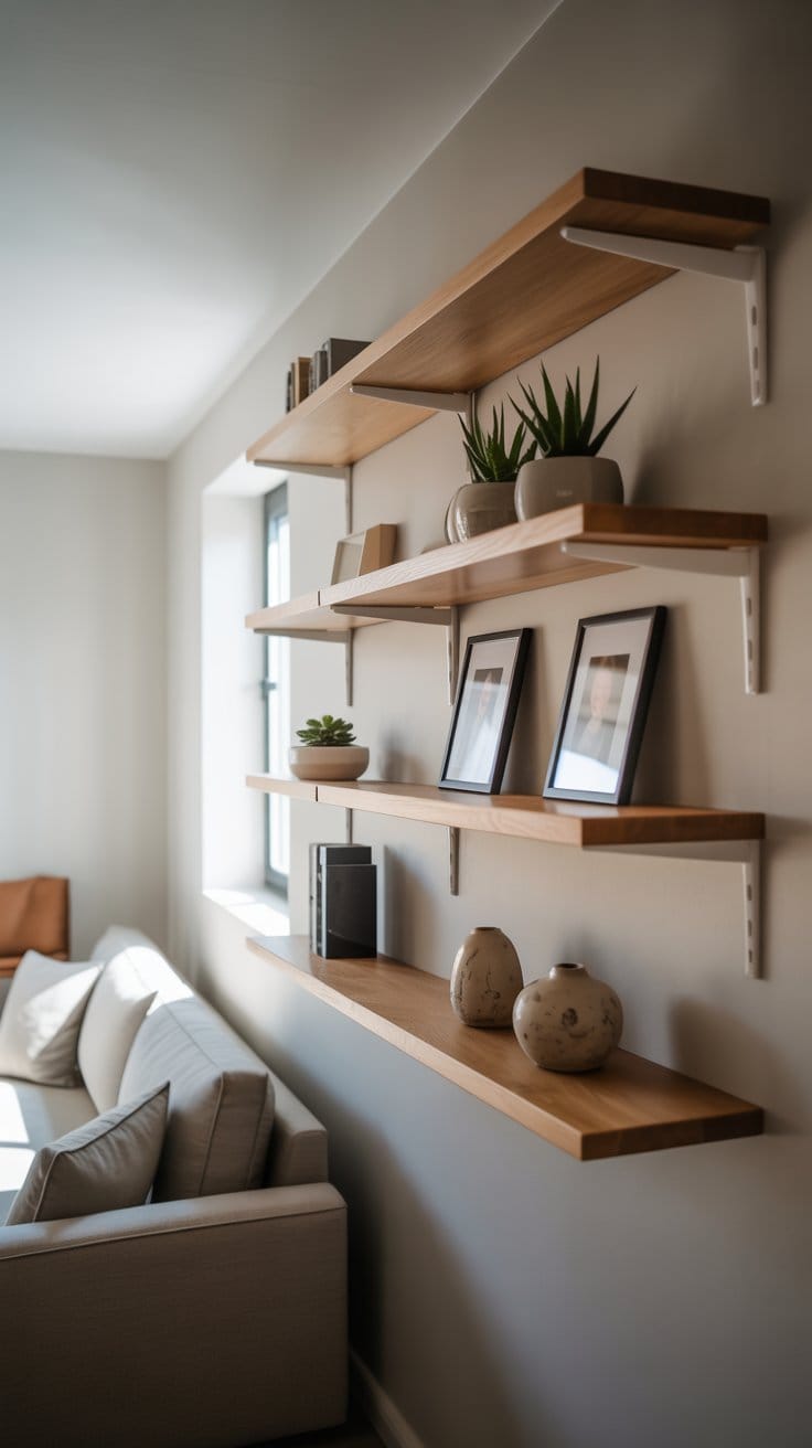 Floating Shelves for a Light and Airy Feel