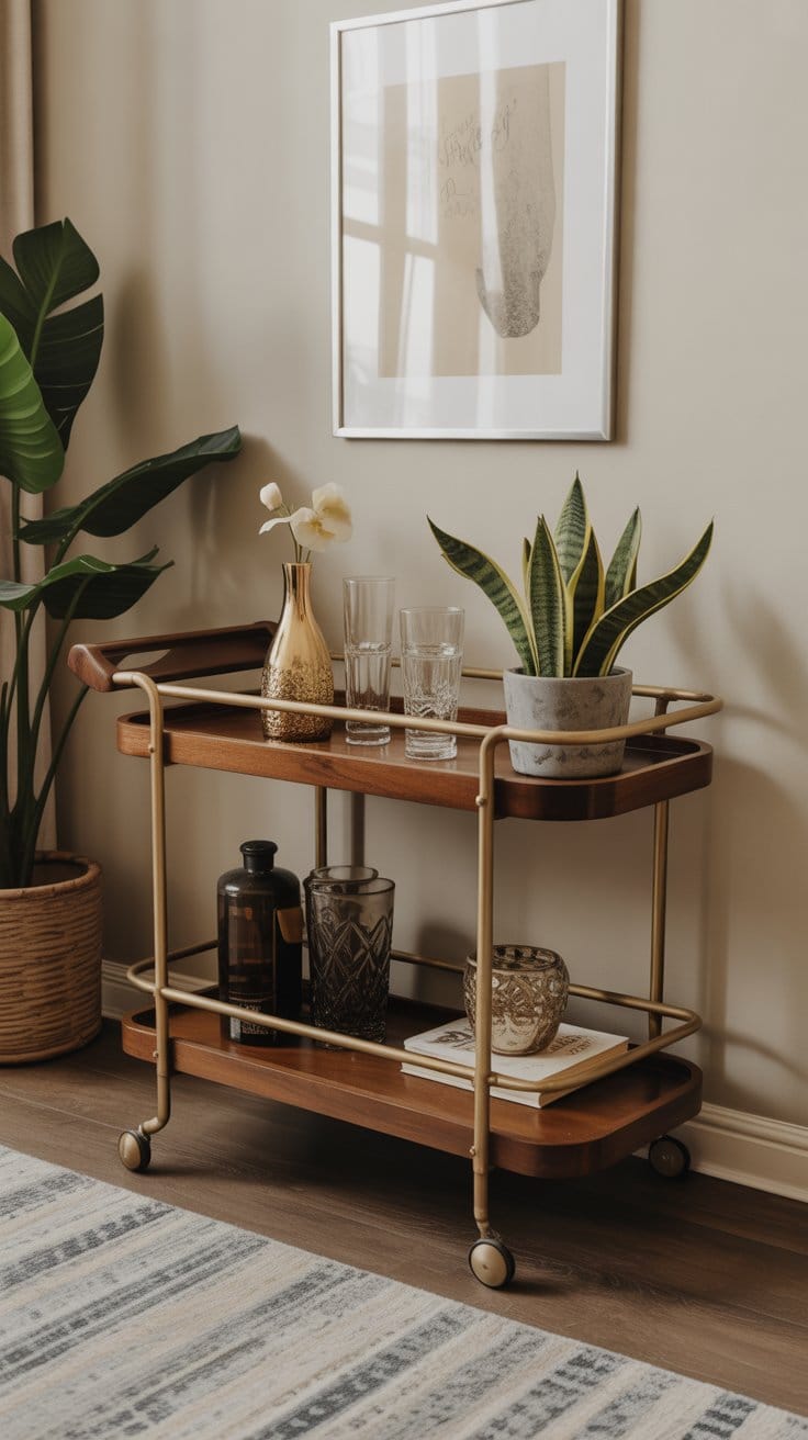 Add a Bar Cart for a Touch of Retro Luxury