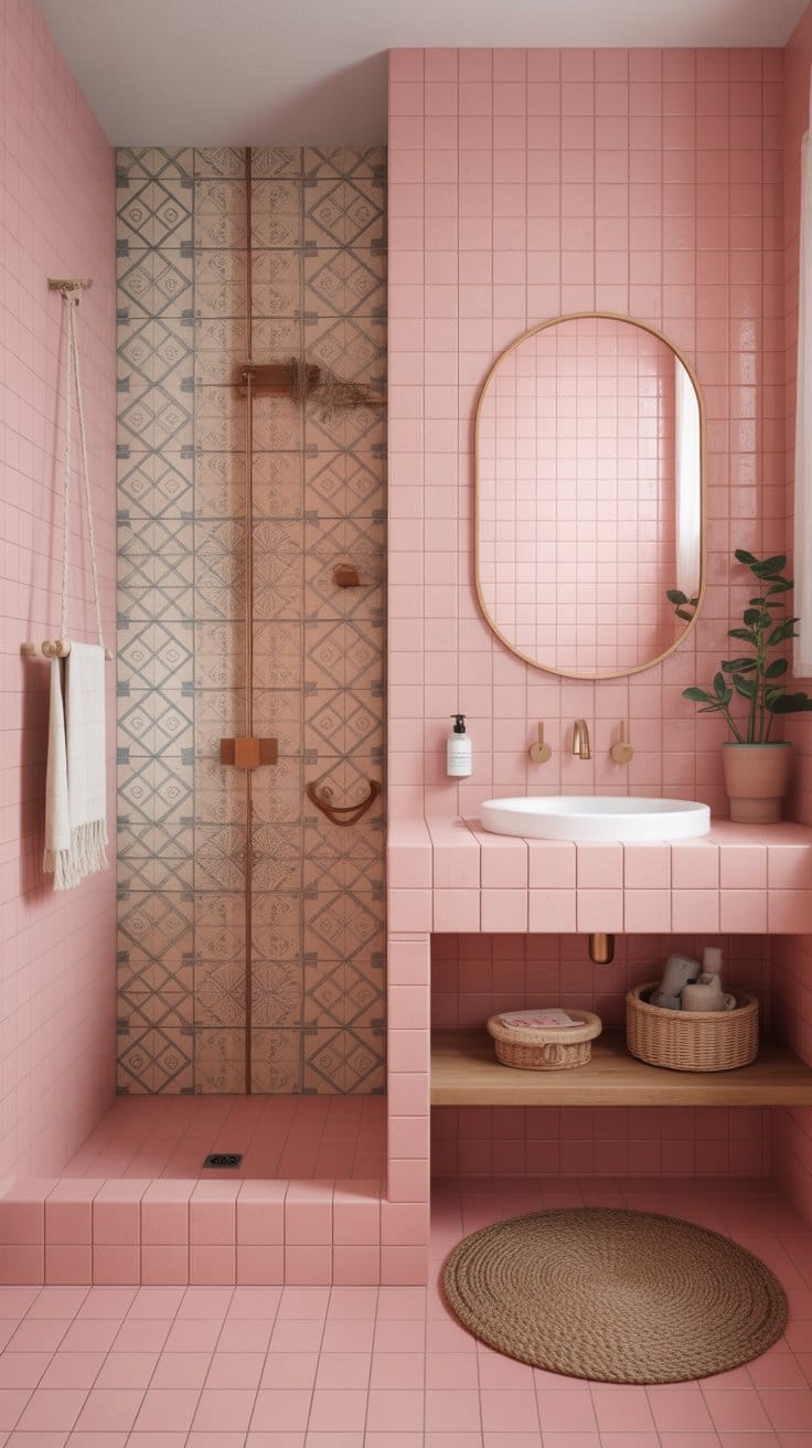 Combine Pink Tiles and Modern Boho Style
