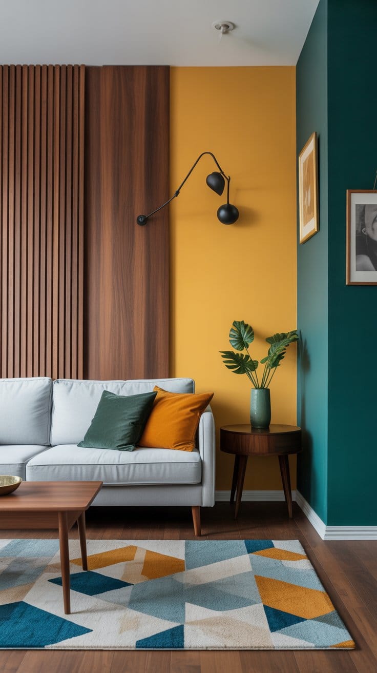 Create an Accent Wall with Wood or Bold Color
