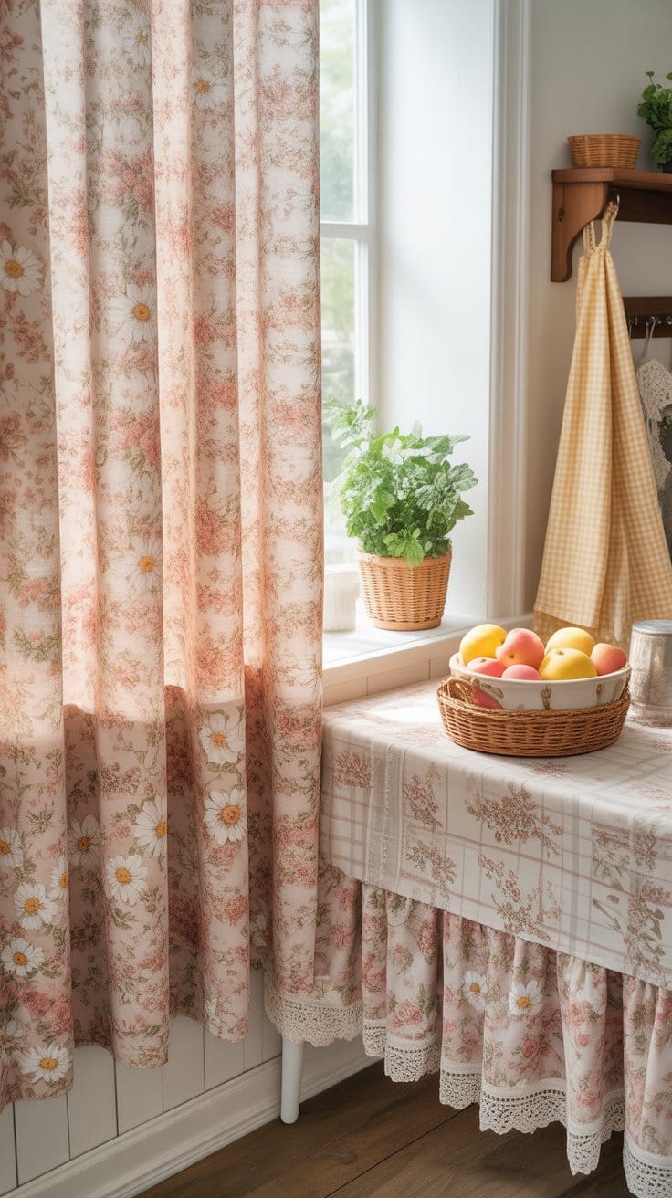 Floral Curtains and Tablecloths with Nostalgic Details