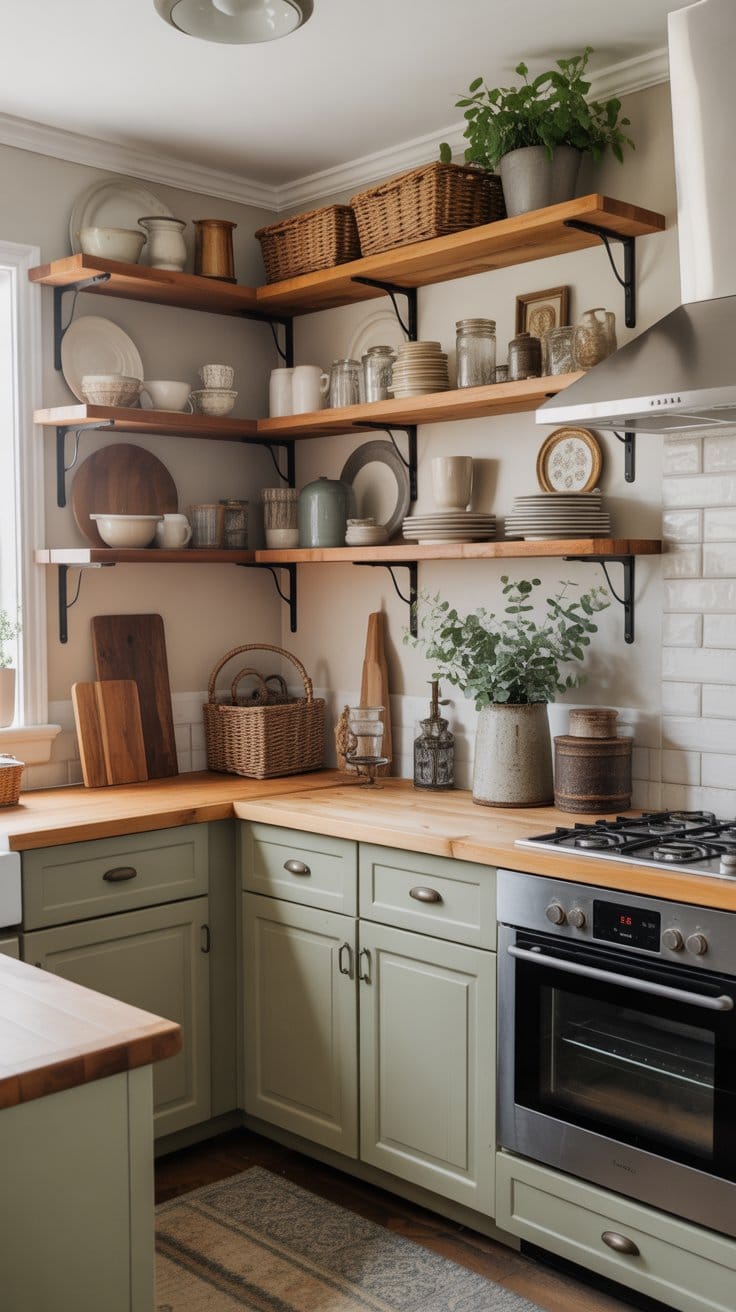 Open Shelving for a Spacious Country Feel