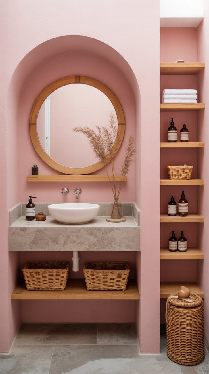 Pair Pink With Natural Elements Like Wood and Stone