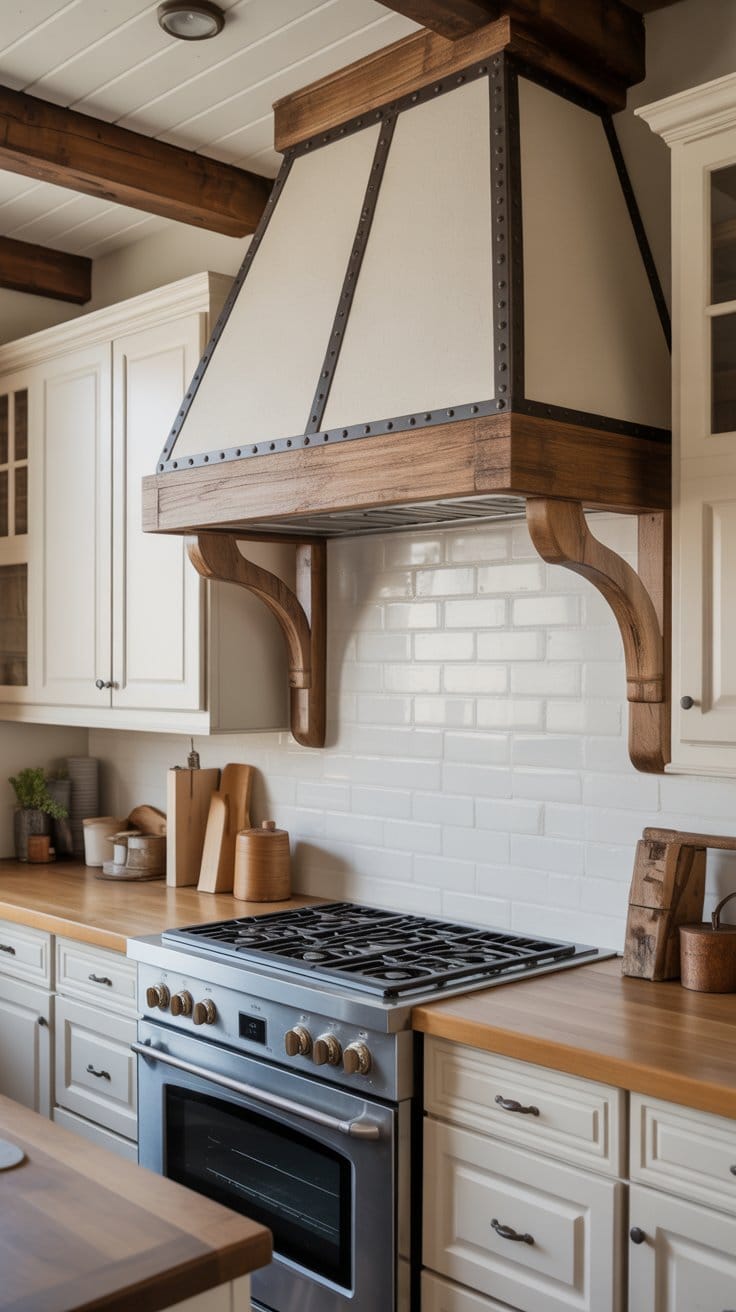 Statement Range Hood with Rustic Details