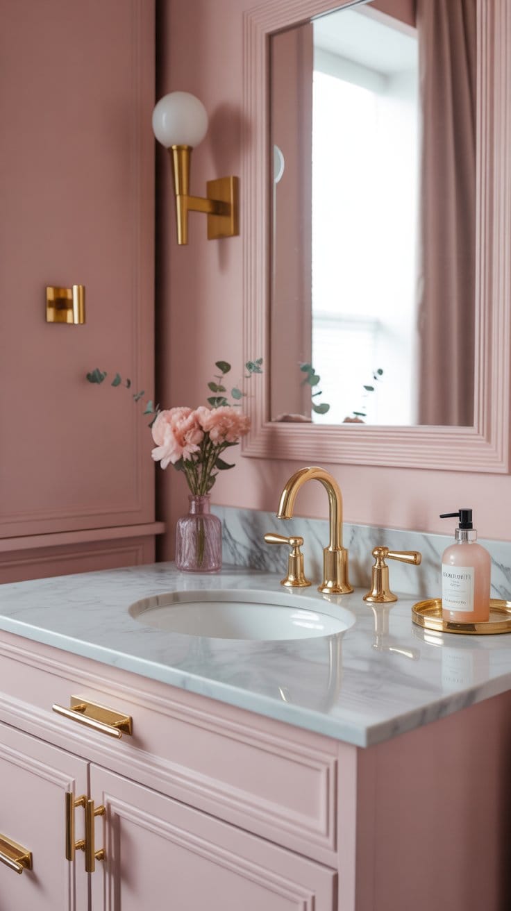 Upgrade With a Marble Vanity and Gold Fixtures
