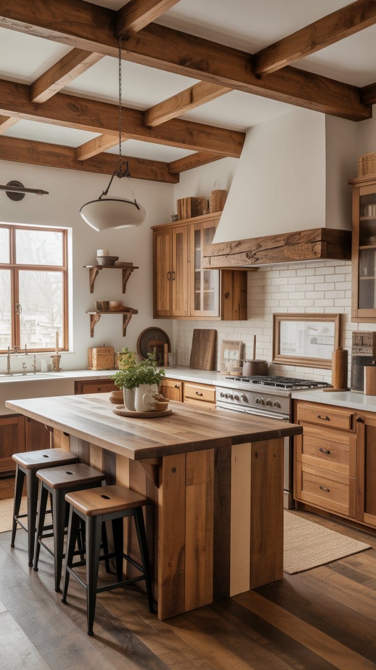 Warm Wood Accents That Define a Rustic Farmhouse Kitchen